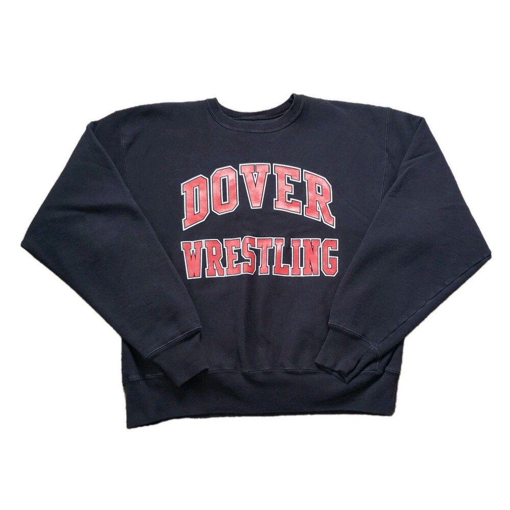 Vintage Y2K Champion Reverse Weave Dover Wrestling Sz Large Men Black Sweatshirt